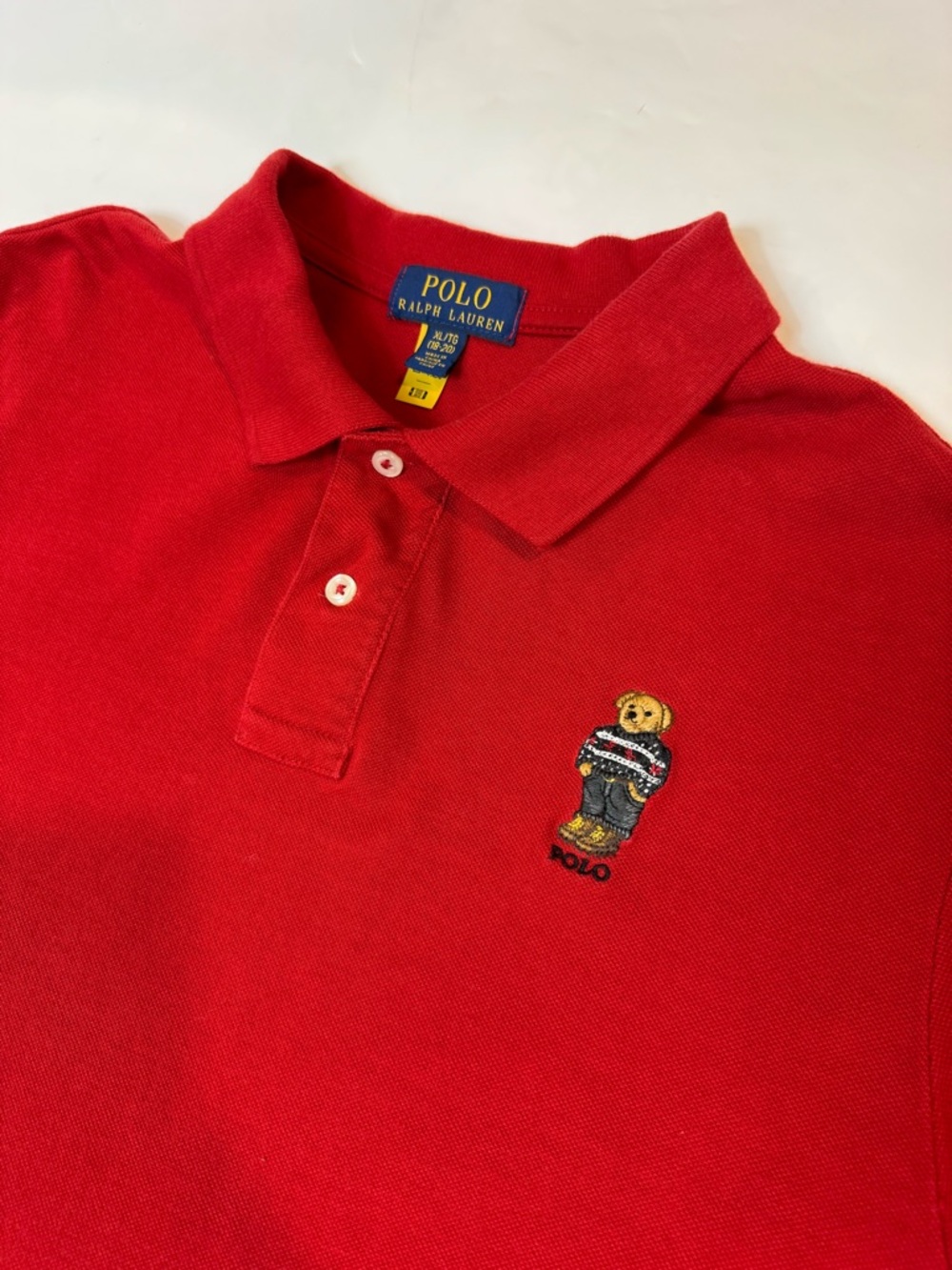 Polo Ralph Lauren Polo Bear Shirt Boys XL Red  Long Sleeve